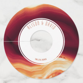 Etiqueta Para Copas De Vino Agate rojo y enmarcar la boda geodésica de otoño