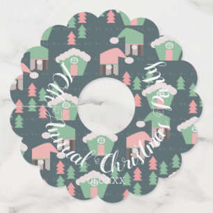 Etiqueta Para Copas De Vino Aldea de Gnomes, Fiesta de Navidades anuales