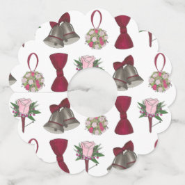 Etiqueta Para Copas De Vino Aniversario de los Rosas de boda Bells Bowtie Bouq