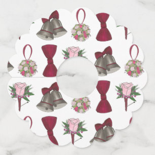 Etiqueta Para Copas De Vino Aniversario de los Rosas de boda Bells Bowtie Bouq