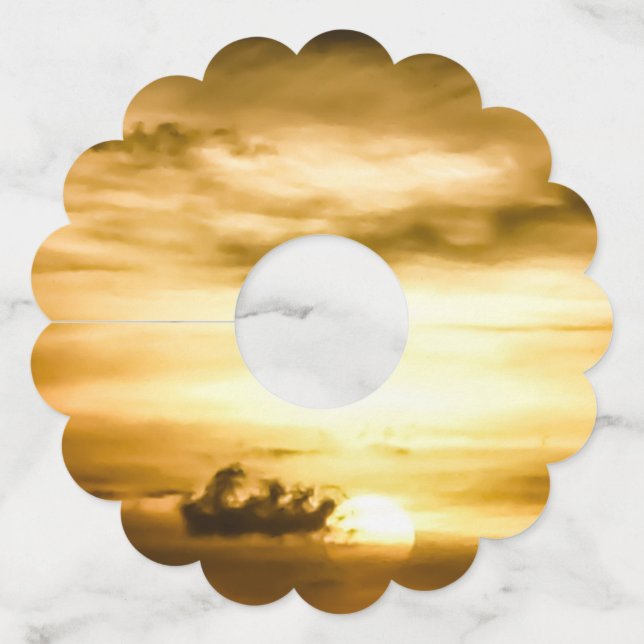 Etiqueta Para Copas De Vino Atardecer En El Océano Pacífico (Anverso)