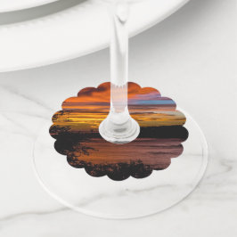 Etiqueta Para Copas De Vino Atardecer en Praia, Cabo Verde