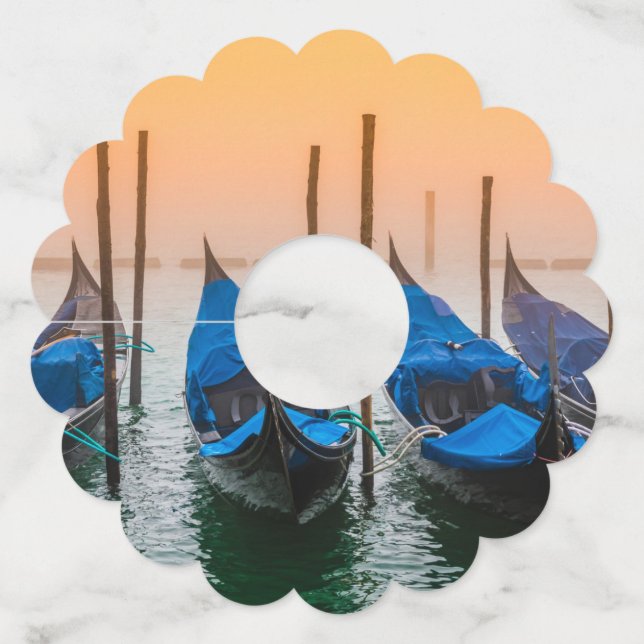 Etiqueta Para Copas De Vino Atardecer en Venecia (Reverso)