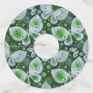 Etiqueta Para Copas De Vino Away Paisley Butterfly Print Green