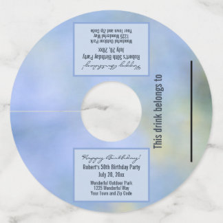 Etiqueta Para Copas De Vino Azul Amarillo Abstracto Detalles del Evento Palo V