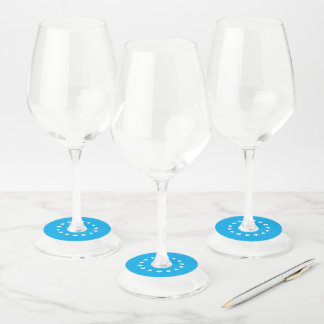 Etiqueta Para Copas De Vino Azul marino blanco monograma nombre minimalista sc
