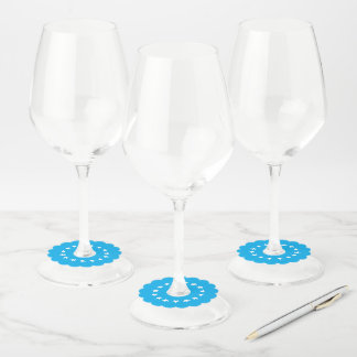 Etiqueta Para Copas De Vino Azul marino blanco monograma nombre script minimal