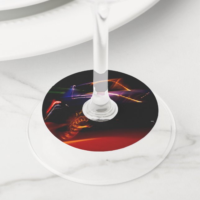 Etiqueta Para Copas De Vino baile de auto púrpura (Detalle)