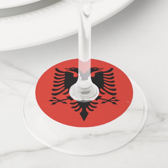 Etiqueta Para Copas De Vino Bandera albanesa (Detalle)