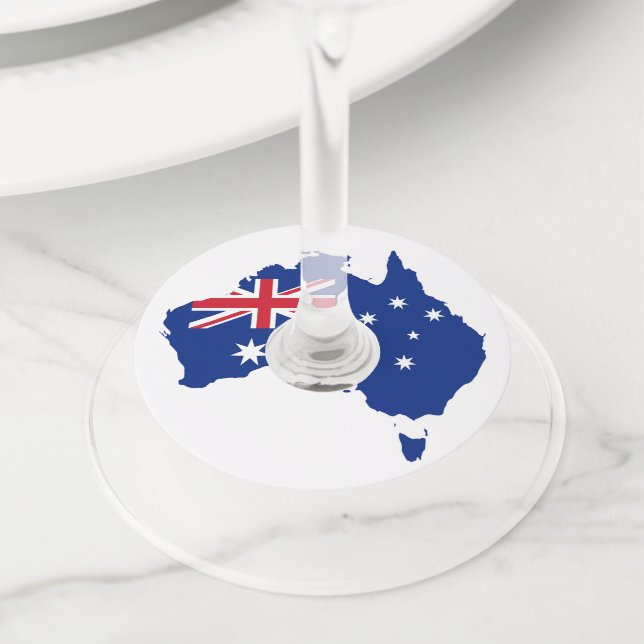 Etiqueta Para Copas De Vino Bandera de Australia (Detalle)