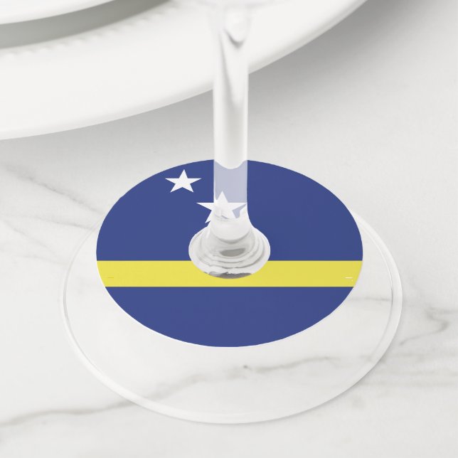 Etiqueta Para Copas De Vino Bandera de Curazao (Detalle)