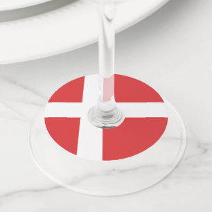 Etiqueta Para Copas De Vino Bandera de Dinamarca