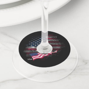 Etiqueta Para Copas De Vino bandera de EE. UU.