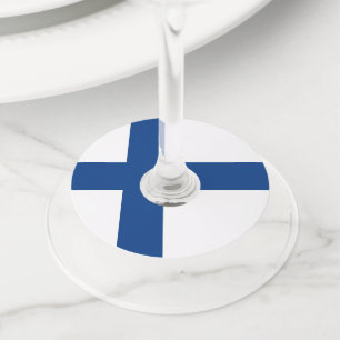 Etiqueta Para Copas De Vino Bandera de Finlandia