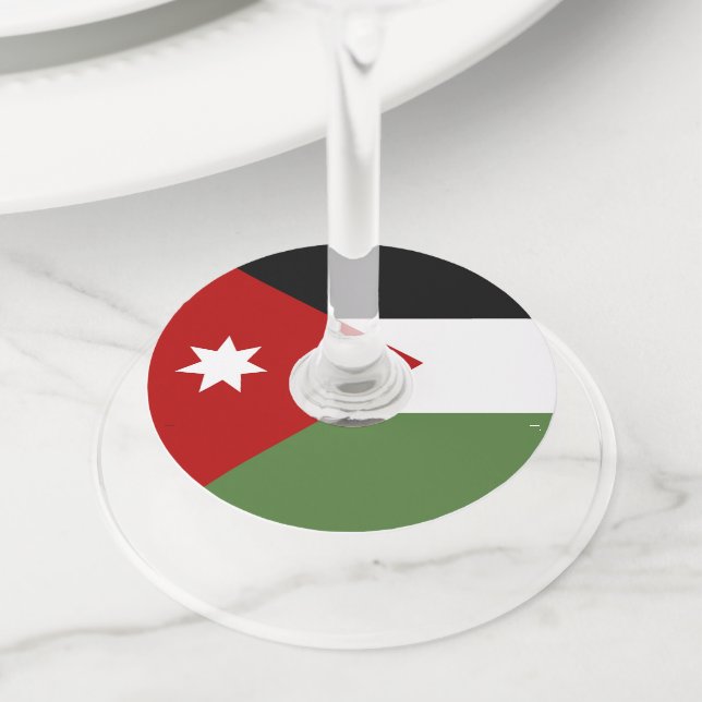 Etiqueta Para Copas De Vino Bandera de Jordania (Detalle)