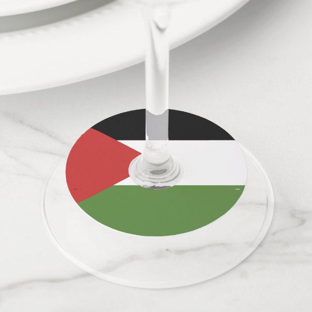 Etiqueta Para Copas De Vino Bandera de Palestina (Detalle)