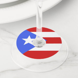 Etiqueta Para Copas De Vino Bandera de Puerto Rico