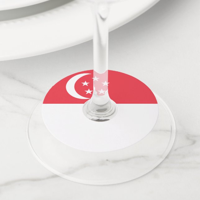 Etiqueta Para Copas De Vino Bandera de Singapur (Detalle)