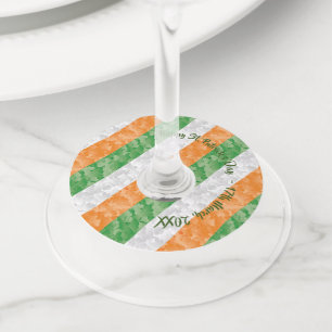 Etiqueta Para Copas De Vino Bandera irlandesa del Día de San Patricio con pied