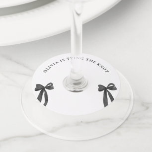 Etiqueta Para Copas De Vino Black Bow está atando la ducha nupcial