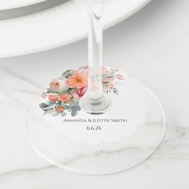 Etiqueta Para Copas De Vino Boda  (Detalle)
