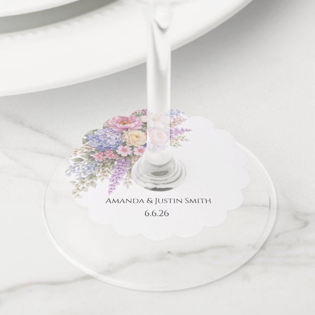 Etiqueta Para Copas De Vino Boda  (Detalle)
