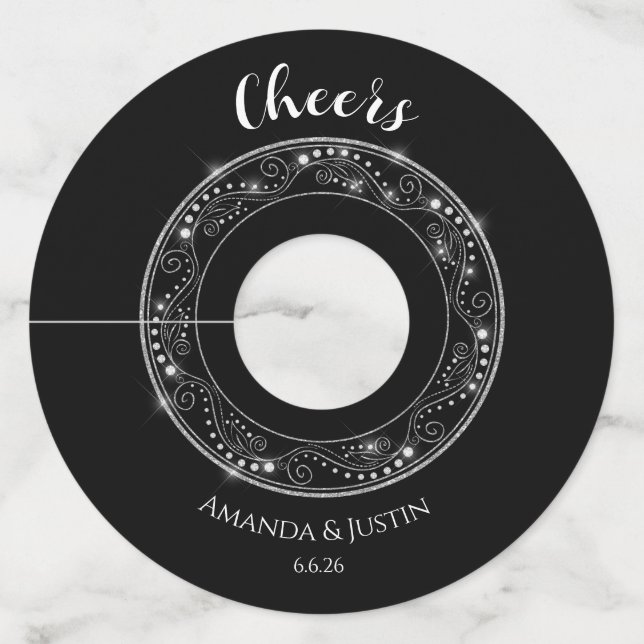 Etiqueta Para Copas De Vino Boda  (Anverso)