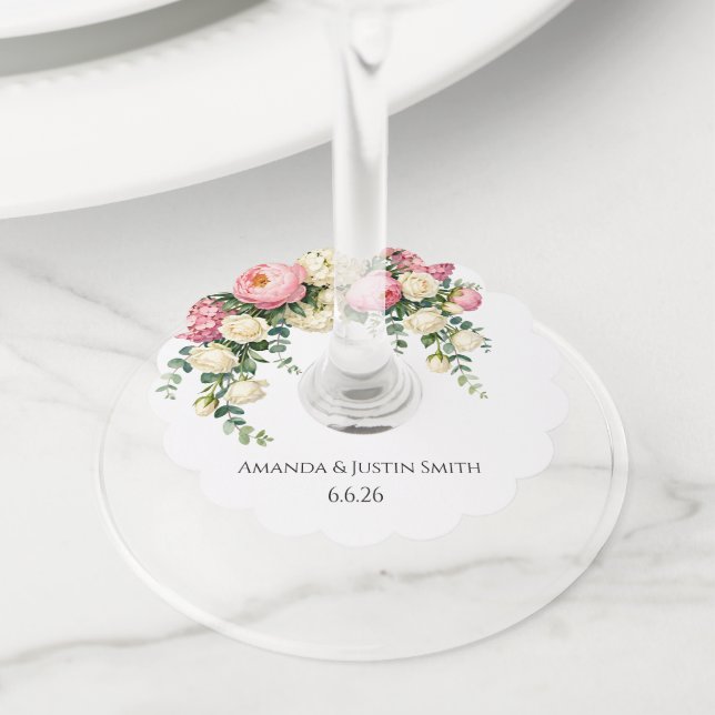 Etiqueta Para Copas De Vino Boda  (Detalle)