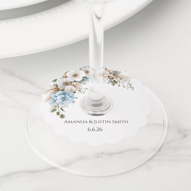 Etiqueta Para Copas De Vino Boda  (Detalle)