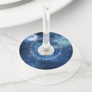 Etiqueta Para Copas De Vino Boda de estrellas de galaxia celestial del cielo l