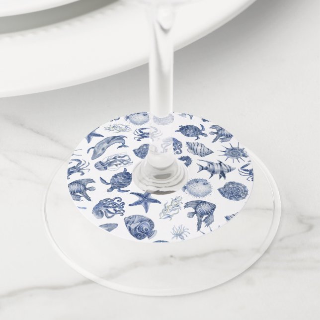 Etiqueta Para Copas De Vino Boda de la costa azul (Detalle)