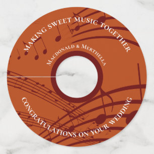 Etiqueta Para Copas De Vino Boda de notas SWEET MUSIC personalizadas