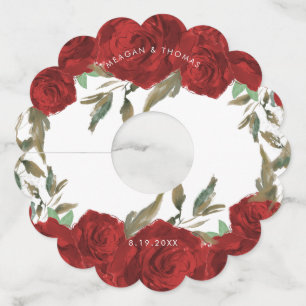 Etiqueta Para Copas De Vino boda de vegetación de rosas rojas