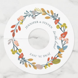 Etiqueta Para Copas De Vino Boda floral de otoño
