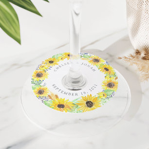 Etiqueta Para Copas De Vino Boda personalizado de campos de flores