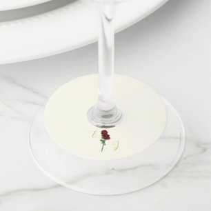 Etiqueta Para Copas De Vino Boda Rosa de Ivory Gold