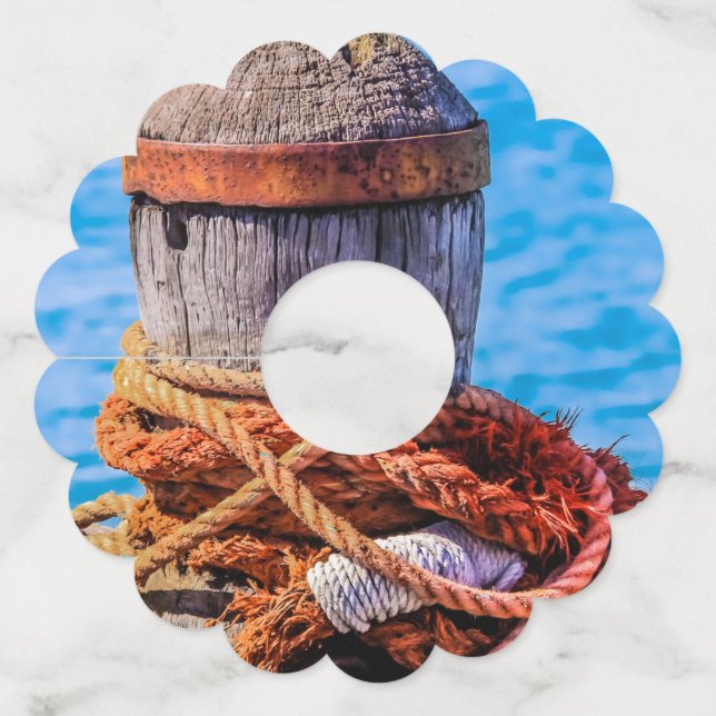 Etiqueta Para Copas De Vino Bollard de amarre antiguo (Reverso)