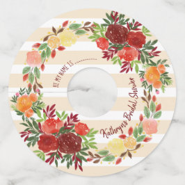 Etiqueta Para Copas De Vino Bridal Shower Watercolor Boda Rosas Wreath