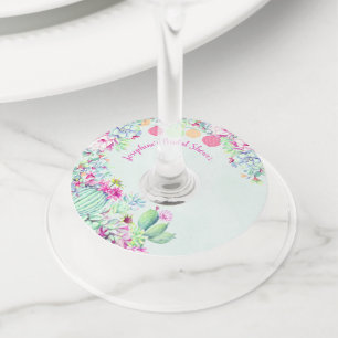 Etiqueta Para Copas De Vino Cactus Lantern Succulent Bridal Shower