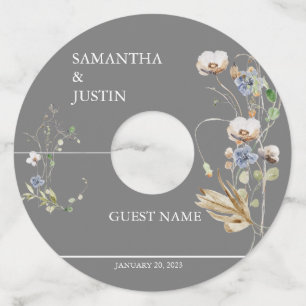 Etiqueta Para Copas De Vino Campo Flor Silvestre Caprichoso Aquarela Boda