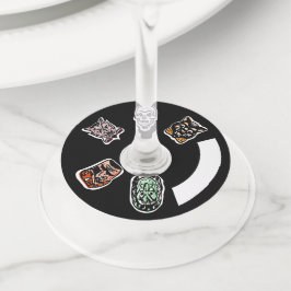 Etiqueta Para Copas De Vino Caracteres clásicos de Halloween | Oscuro