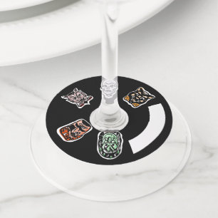 Etiqueta Para Copas De Vino Caracteres clásicos de Halloween Oscuro