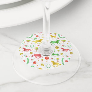 Etiqueta Para Copas De Vino Carreras de caballo Derby Day Fiesta patrón colori
