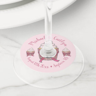 Etiqueta Para Copas De Vino Celebración de Baby Shower de la dulce torta rosa