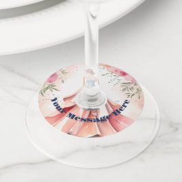 Etiqueta Para Copas De Vino Celebración de Quinceanera de color de agua