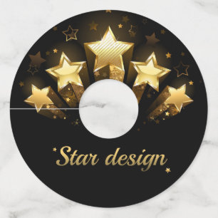 Etiqueta Para Copas De Vino Cinco estrellas de oro en negro