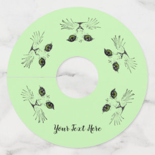 Etiqueta Para Copas De Vino Círculo de gato enfrenta a los sacudidores ojos am