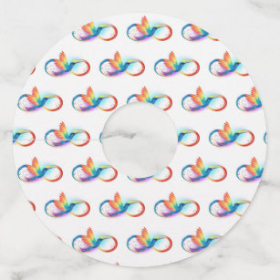 Etiqueta Para Copas De Vino Colibrí arcoiris con símbolo Infinity