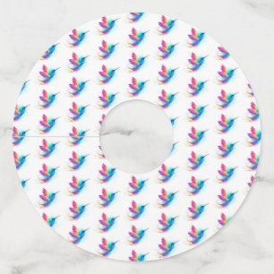 Etiqueta Para Copas De Vino Colibrí arcoiris exótica