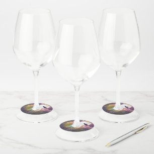 Etiqueta Para Copas De Vino Colorido gato negro luna de luna